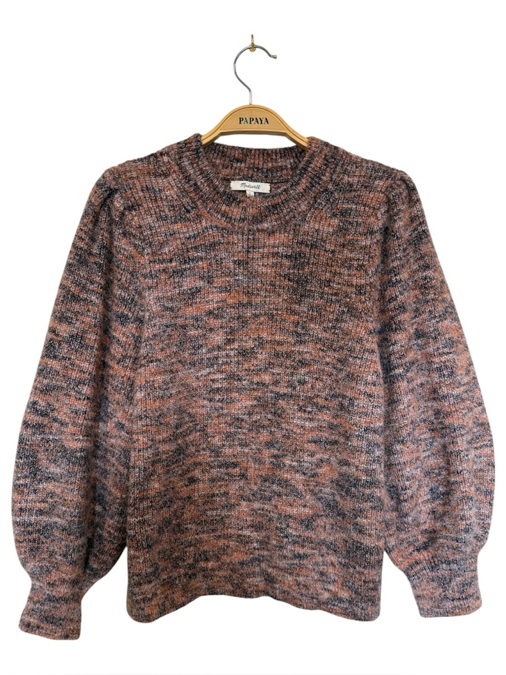 Madewell Cozy Marled Pink & Gray Crewneck Sweater